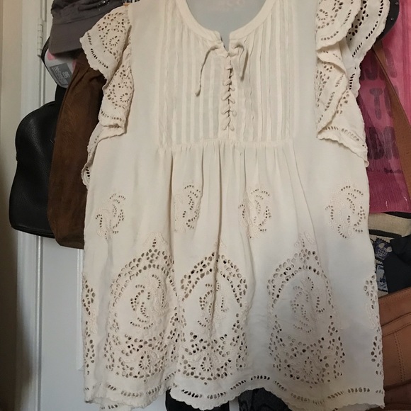 Scotch & Soda Tops - Scotch and Soda Beach Top Cream Eyelet